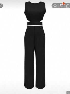 Black Cutout set with Wide-Leg Pants
